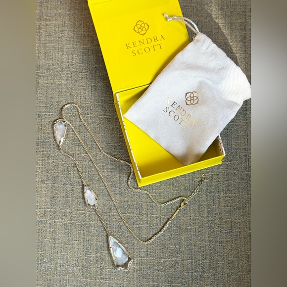 Kendra Scott Charlotte 14k Gold Plated Ivory Mother of Pearl Drop Necklace - Picture 3 of 12